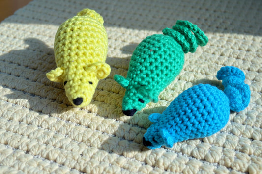 🐭 Pack de 3 souris pour chat – Cheesy, Matcha & Bubulle 💛💚🩵